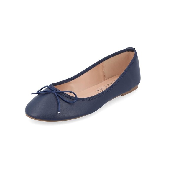 Journee Collection Womens 7 M Navy Blue Vika Bow Slip On Flats NIB HP3 - Picture 1 of 4